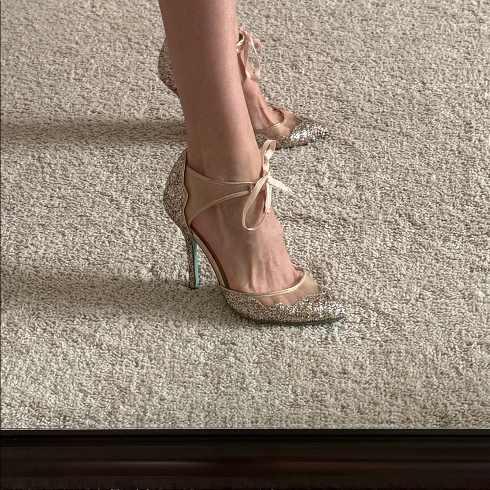Betsey Johnson Glitter Lace-Up Heels